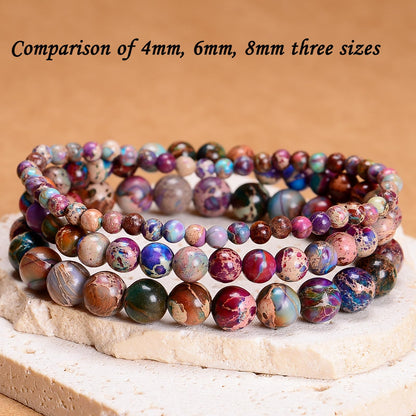 CHCCOYE 6mm Natural Healing Gemstone Bracelet Handmade Yoga Stretch Elastic Bracelet Stress Relief Crystal Jewelry for Men and Women (6mm Imperial Jasper)