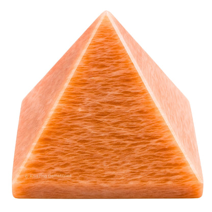 Amazing Gemstone Peach Moonstone Pyramid Crystal Healing Stones - 2" Great Pyramid Figurine of Natural Stone Pyramid for Meditation, Reiki, Chakra Balancing and Crystal Pyramids Grid