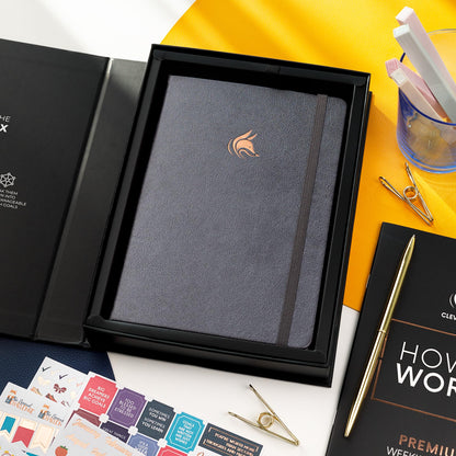 Clever Fox Planner Premium Edition – Undated Luxurious Weekly & Monthly Planner to Increase Productivity and Hit Your Goals – Organizer – Start Anytime, A5, Lasts 1 Year, Silver Black (Weekly)