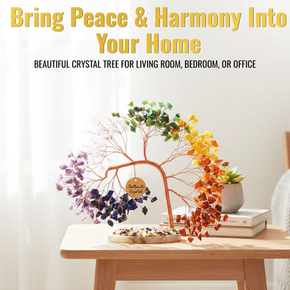 ANAYA AGATE 7 Chakra Crystal Tree of Life – Handmade Healing Gemstone Bonsai Trees for Home & Office Décor – Feng Shui Money Tree for Positive Energy, Good Luck & Spiritual for Women