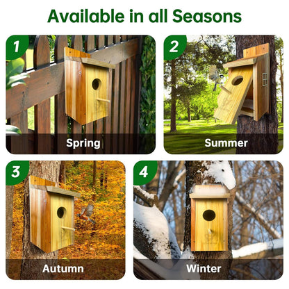 Whesamy Large Bird House, Bird Houses for Outside Clearance, Cedar Birdhouses for Outdoors, Wood Birdhouse with Secure Latch, Bluebird Houses for Wren Swallow Finch Hummingbird
