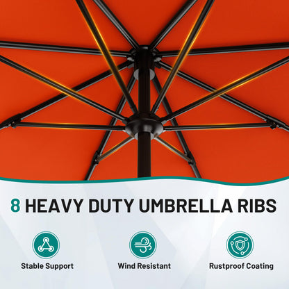 AreShark 9 FT Patio Umbrella for Outdoor, Outdoor Table Umbrella with Push Button Tilt and Crank, Outdoor Patio Umbrellas with 8 Sturdy Ribs for Market, Garden, Pool (Orange)