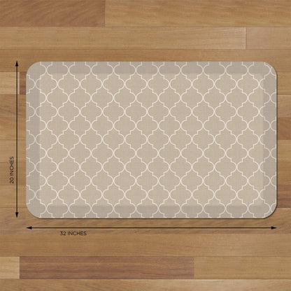 GelPro Anti-Fatigue Designer Comfort Kitchen Floor Mat, 20x32, Trellis Khaki Stain Resistant Surface with 3/4” Thick Ergo-Foam Core for Health and Wellness