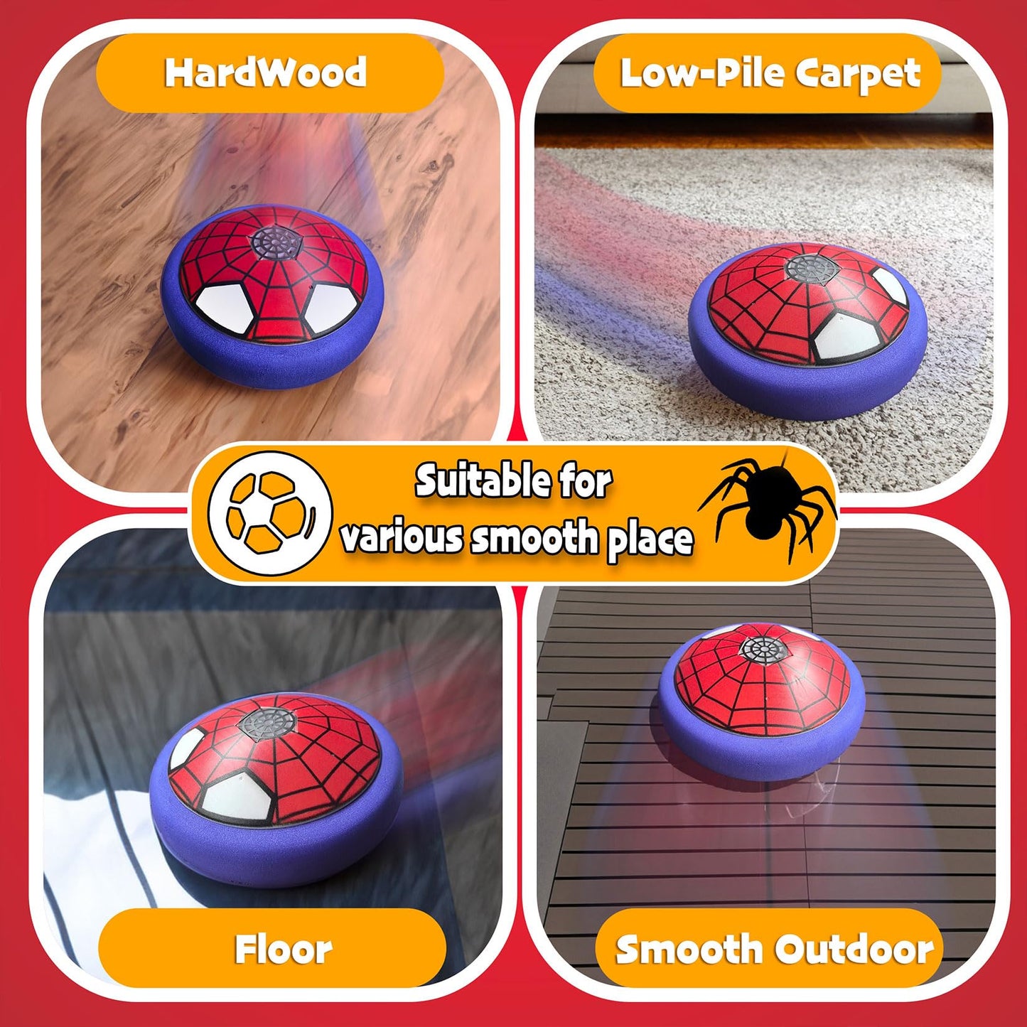 PHOSEA Hover Soccer Light-Up Ball, Set of 2 LED Soccer Ball Toys,Indoor Toy Games Gifts for Birthday, Kids, Boys for Age 6, 7, 8, 9, 10, 11, 12 Years Old for Boys Kids