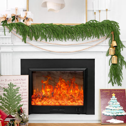 1Pcs 9FT Christmas Norfolk Pine Garland,Realistic Cedar Garland Artificial Pine Cypress Vines,Greenery Garlands for Holiday Xmas Indoor Mantle Decor