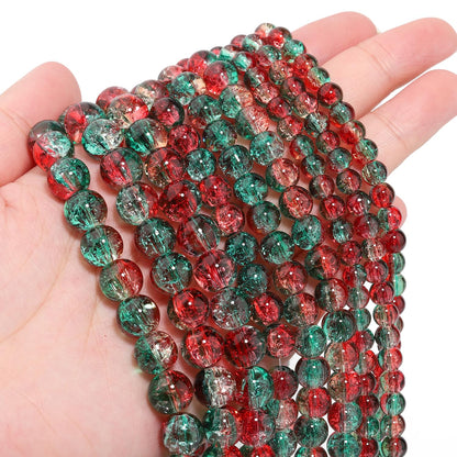 NITOPUPU 100Pcs 10mm Christmas Beads Made of Glass, Round Loose Gemstone Stone Beads for Jewerly Making with Crystal Stretch Cord