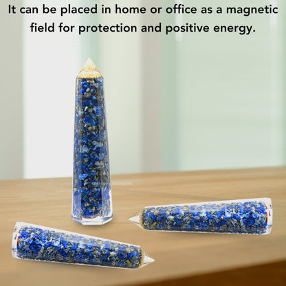 Amazing Gemstone Lapis Lazuli Orgonite Orgone Crystal Towers - Large 4.5" Orgonite Crystal Wand Obelisk Tower Point for Meditation, Crystals and Healing Stones Gift and Protection