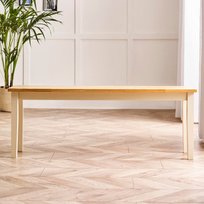 Furniturebox UK Large Wood Dining Bench - Tenby Cream Wood Indoor Bench Stool - Dining Kitchen Bedroom - Pale Oak Stain Seat Cream Legs Take on Traditional Farmhouse Dining Furniture