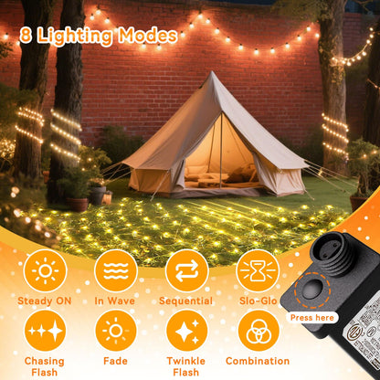 LitHome 21ft x 5ft Christmas Net Lights, 360 LED Mesh Fairy String Lights with 8 Modes, Connectable Plug in Waterproof Mesh Lights for Bushed,Trees,Yard,Patio,Garden Decorations(Warm White)