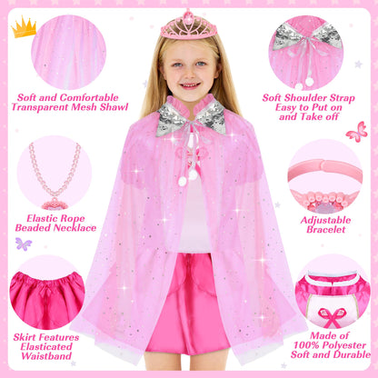 16 Pcs Princess Dress Up Clothes for Little Girl Role Play Costume Gift Set, Princess Mermaid Pretent Play Outfit Toys for Toddler Girls, Cosplay Birthday Party Gifts for Girls Age 3 4 5 6 7+ Year Old
