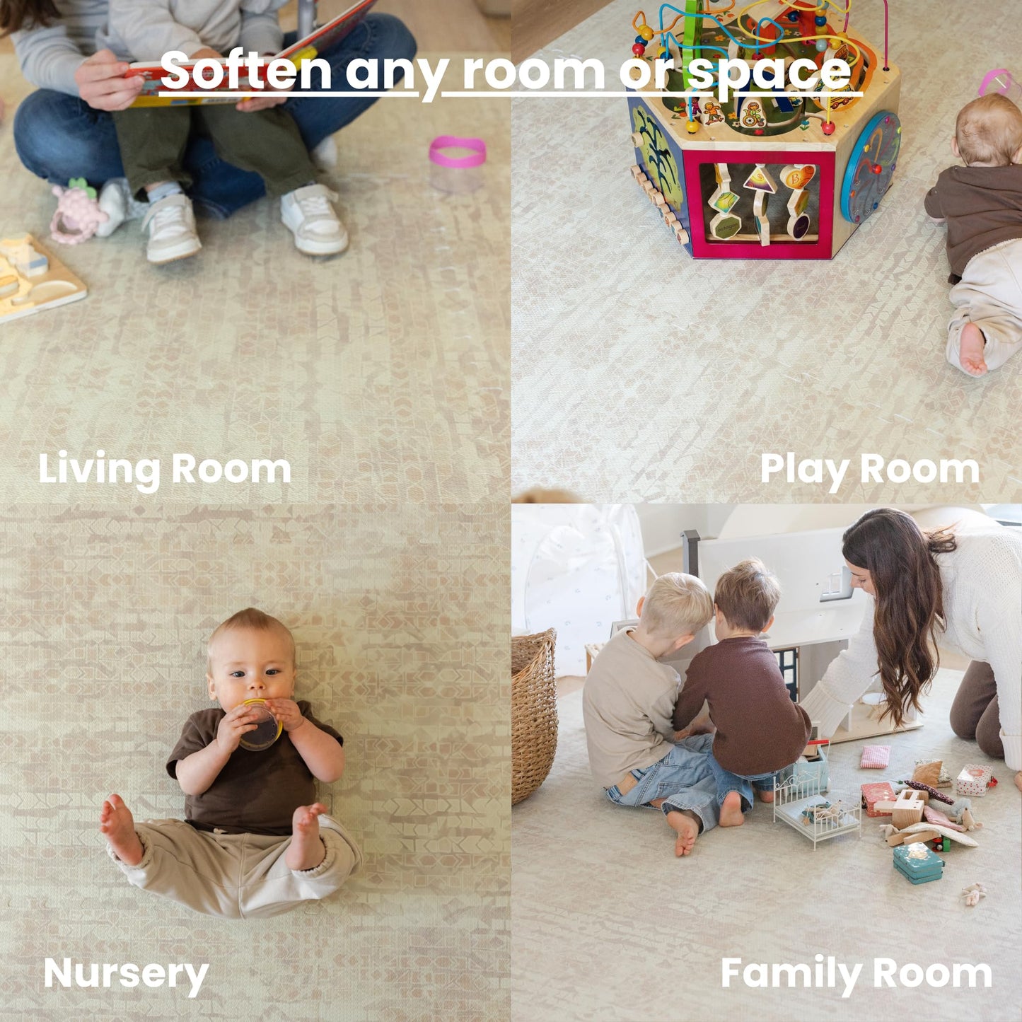 Little Landings Baby Play Mat for Floor - Sandstone (4x6ft) - Premium EVA Foam Play Mat for Babies & Toddlers (Ages 0-5+) Non-Toxic Playmat for Tummy Time, Crawling & Playroom - Stylish & Comfortable