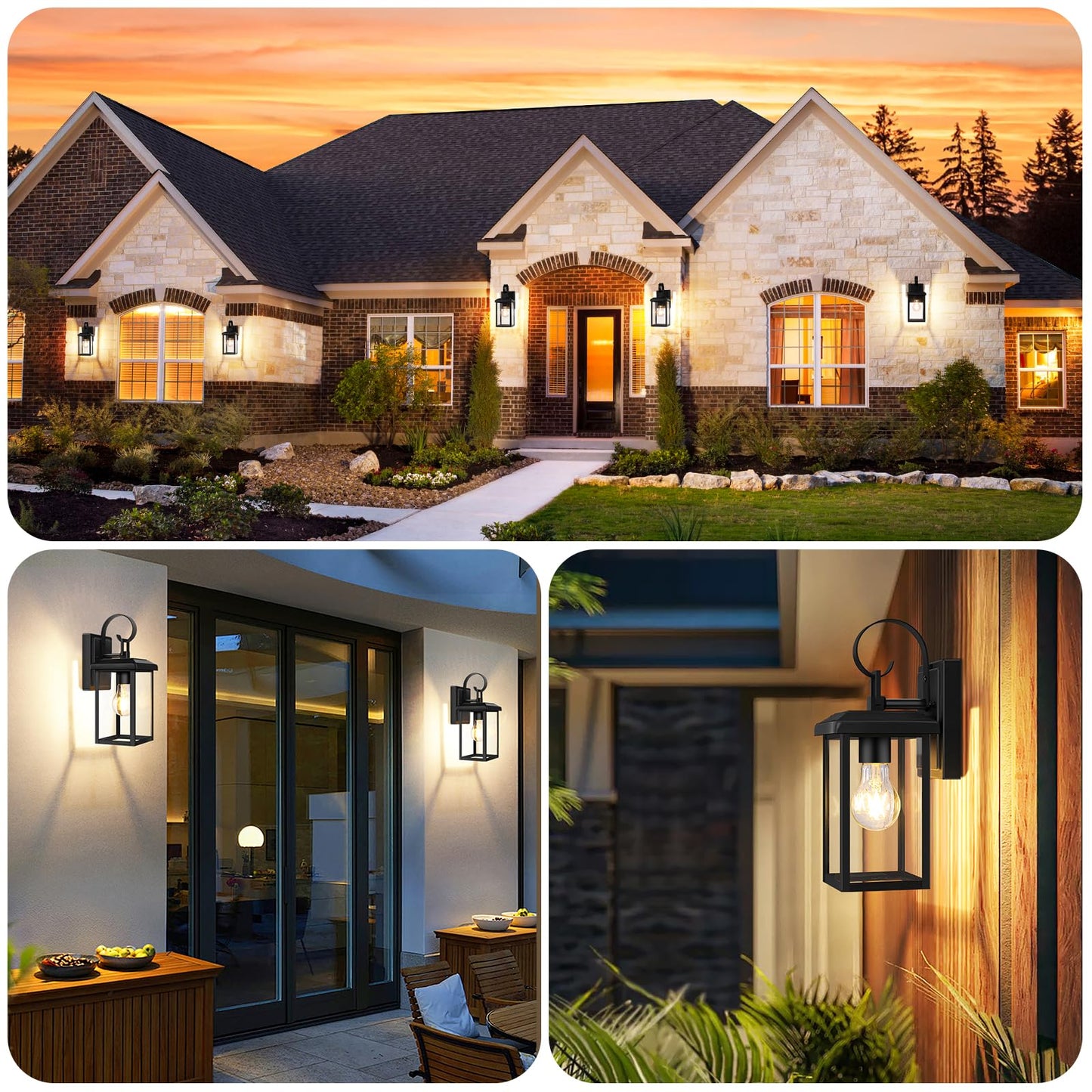 BesLowe 2-Pack Outdoor Wall Light Fixtures, Exterior Lighting Fixtures Wall Mount, Waterproof Porch Lights Outdoor Wall Sconces Lanterns, Modern Outside Lights for House Front Door Garage, Black