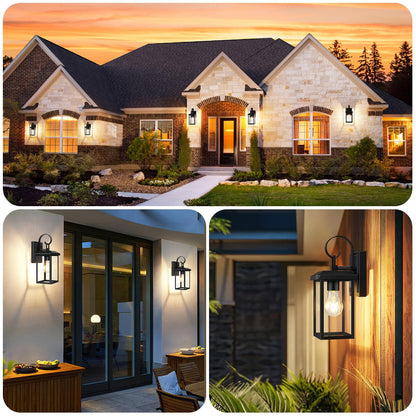 BesLowe 2-Pack Outdoor Wall Light Fixtures, Exterior Lighting Fixtures Wall Mount, Waterproof Porch Lights Outdoor Wall Sconces Lanterns, Modern Outside Lights for House Front Door Garage, Black