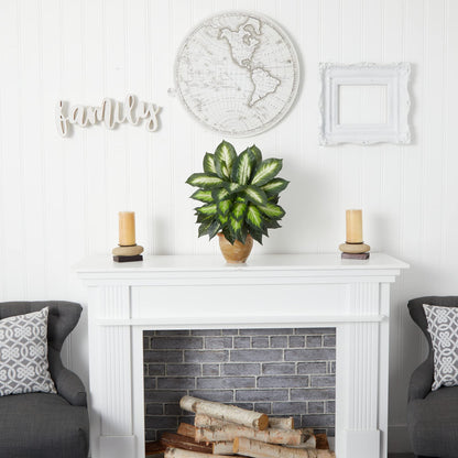 Nearly Natural Artificial Dieffenbachia Plant Faux Greenery in Ceramic Planter for Indoor Home Decor