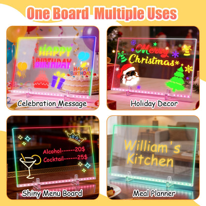 LED Drawing Board for Kids, Large Light Up Writing Tablet, 7 Color Glow Doodle Board with Paint Stencils and Tracking Paper, Birthday Holiday Toy Gift for Boys Girls Age 3+