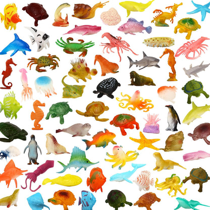 80 Pcs Mini Ocean Sea Animal Toys, Underwater Sea Life Figures Playset, Educational Learning Toys for Kids, Early Childhood Education, Ideal for Gift, Party Favors, Classroom Prizes, Pretend Play