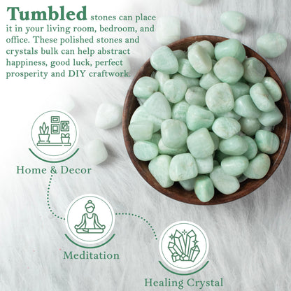 Crocon 1LB Amazonite Tumbled Stones and Crystals bulk 2000+ Carats Natural Crystal Kit for Reiki Healing Crystal Polished, Tumble Stones, Chakra Balancing, Reiki Gift, Home Decor Size : 20-25 mm