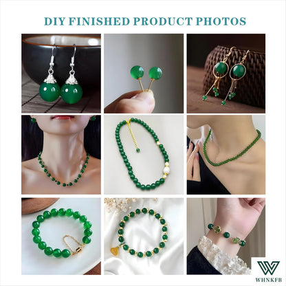 WHNKFB 10mm 50PCS Natural Green Agate Round Beads, Banded Loose Stone Beads for Jewelry Making Craft - 4mm 6mm 8mm 10mm Options with Free Elastic Cord