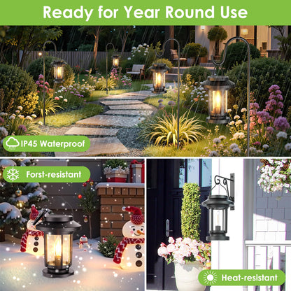 Greluna Solar Lantern Outdoor, Waterproof Candle Style Bulb Solar Hanging Lights, Auto On/Off Decorative Outside Garden Lights for Patio Yard Porch Pool Camping Tabletop Decor