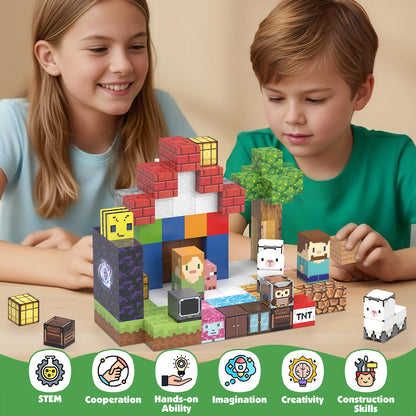 cuuanpuwat Magnetic Blocks - 120 PCS 0.8 Inch Magnetic Building Blocks, Cute Dog Magnet Cube Stacking Toys for Kids Age 3+, STEM Montessori Sensory Construction Set for Boys & Girls