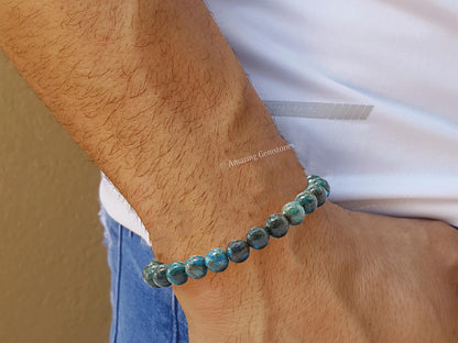 Amazing Gemstone Chrysocolla Bracelet for Women - Chakra Mens Bracelet Protection Crystals and Healing Stones - Blessing Bracelet Spiritual Meditation Gift Christmas Stocking Stuffers