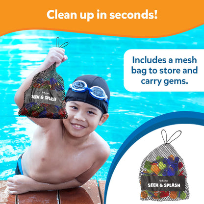 Skillmatics Pool Toys - Seek & Splash, Search & Find Water Game, Swimming Pool Dive Toy for Kids, Summer Fun & Gifts for Boys & Girls Ages 6, 7, 8, 9, 10, 11 & Up, Includes 64 Colorful Gems