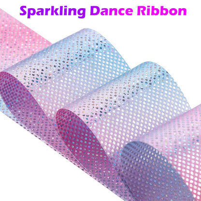 HiUnicorn 14PCS Sparkling Dance Ribbon for Kids Girls Princess Mermaid Ballet Ballerina Gymnastics Birthday Party Favors Decorations, Kids Twirling Streamer Ribbon Dancer Wands for Outdoor Toys