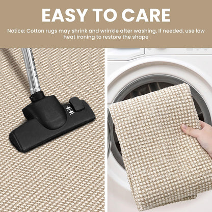 IOHOUZE Small Area Rug 2x3 Washable Woven Rugs for Entryway Non Slip Rubber Backed Front Door Rugs Indoor Doormat Throw Rug Floor Carpet for Entrance Kitchen, Beige/Khaki