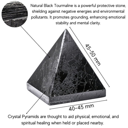 Amazing Gemstone Natural Black Tourmaline Pyramid Crystal Healing Stones - 2" Great Pyramid Figurine of Natural Stone Pyramid for Meditation, Reiki, Chakra Balancing and Crystal Pyramids Grid