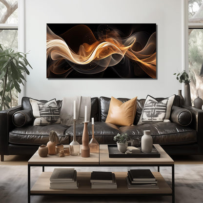 JuhaiArt Abstract Art Prints Bedroom Gold Wall Decor Black Wall Picture for Living Room Home Office 29" x 59" Lines Poster Artwork