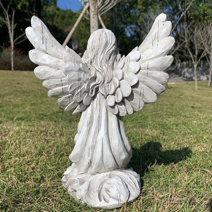 Handsider Praying Angel Garden Statue, Religious Fairy Sculpture Waterproof Decorative Figurine Art Decor for Patio, Lawn, Yard, Housewarming Ornament Present Angels HSa-1