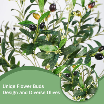 Caxchiling Artificial Olive Tree 5FT, Fake Tree for Indoor Outdoor, Lifelike Faux Large Floor Plants with Heavy Trunk with Vines and Ball-Shaped Pot, Home Office Living Room Bedroom Front Door Decor