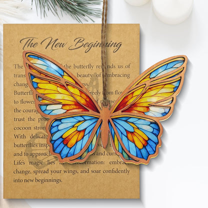 Butterfly Suncatcher - Stained Glass Acrylic Hanging Ornament for Window, Gift for Women, Butterfly Wall Decor for Home, Bedroom, Garden, Christmas Tree
