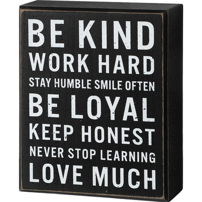 Be Kind Wooden Box Signs with Positive Quotes Sayings Inspirational Desk Decor Family Motivational Signs with Quotes for Farmhouse Office Employee Boss Desk Plaque 4.7 x 6 Inch(Black)