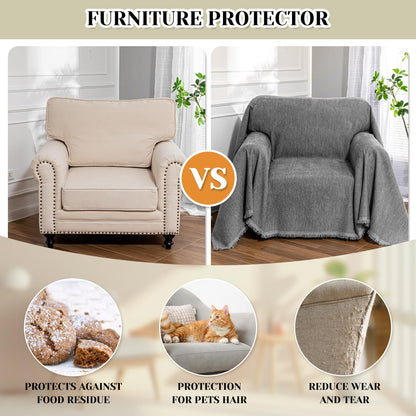MEETSKY Oversized Chair Cover Washable Recliner Chair Covers, Armchair Couch Cover Sofa Throw Cover for Single Couch, Soft Small Sofa Slipcoversfor Pet, 71"x 91", Dark Grey