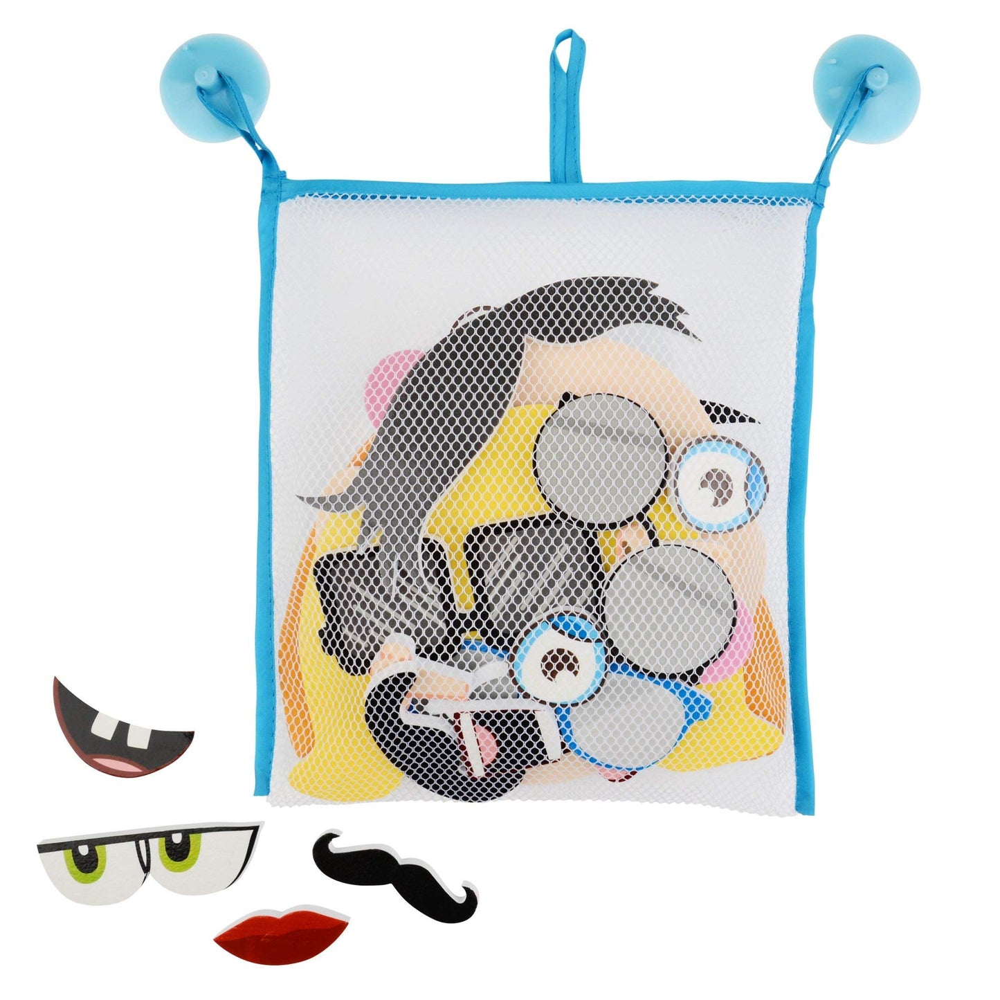 Buddy & Barney: Silly Faces Bath Time Stickers - 36 Reusable Foam Stickers & Mesh Storage Bag, Mix & Match, Fun Tub & Water Toy, Toddlers & Kids Age 3+