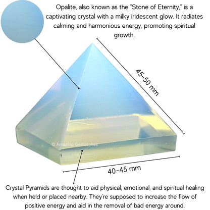 Amazing Gemstone Opalite Pyramid Crystal Healing Stones - 2" Great Pyramid Figurine of Natural Stone Pyramid for Meditation, Reiki, Chakra Balancing and Crystal Pyramids Grid
