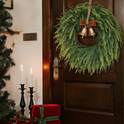 26" Large Christmas Norfolk Pine Wreath - Artificial Christmas Wreaths Faux Pine Needles Fake Green Wreath for Front Door, Wall, Windows, Home,Outdoor,Xmas Decor