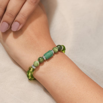 Divine Hindu Green Agate Stone Bracelet for Kanya Rashi (Virgo) | Certified Crystal Healing Bracelet for Reiki, Chakra Balancing, Astrology, Meditation, Men & Women.