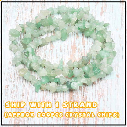 500 pcs Natural Chip Stone Beads, Green Aventurine 5-8 mm Irregular Gemstones Healing Crystal Loose Rocks Bead Hole Drilled for Jewelry Making Bracelet