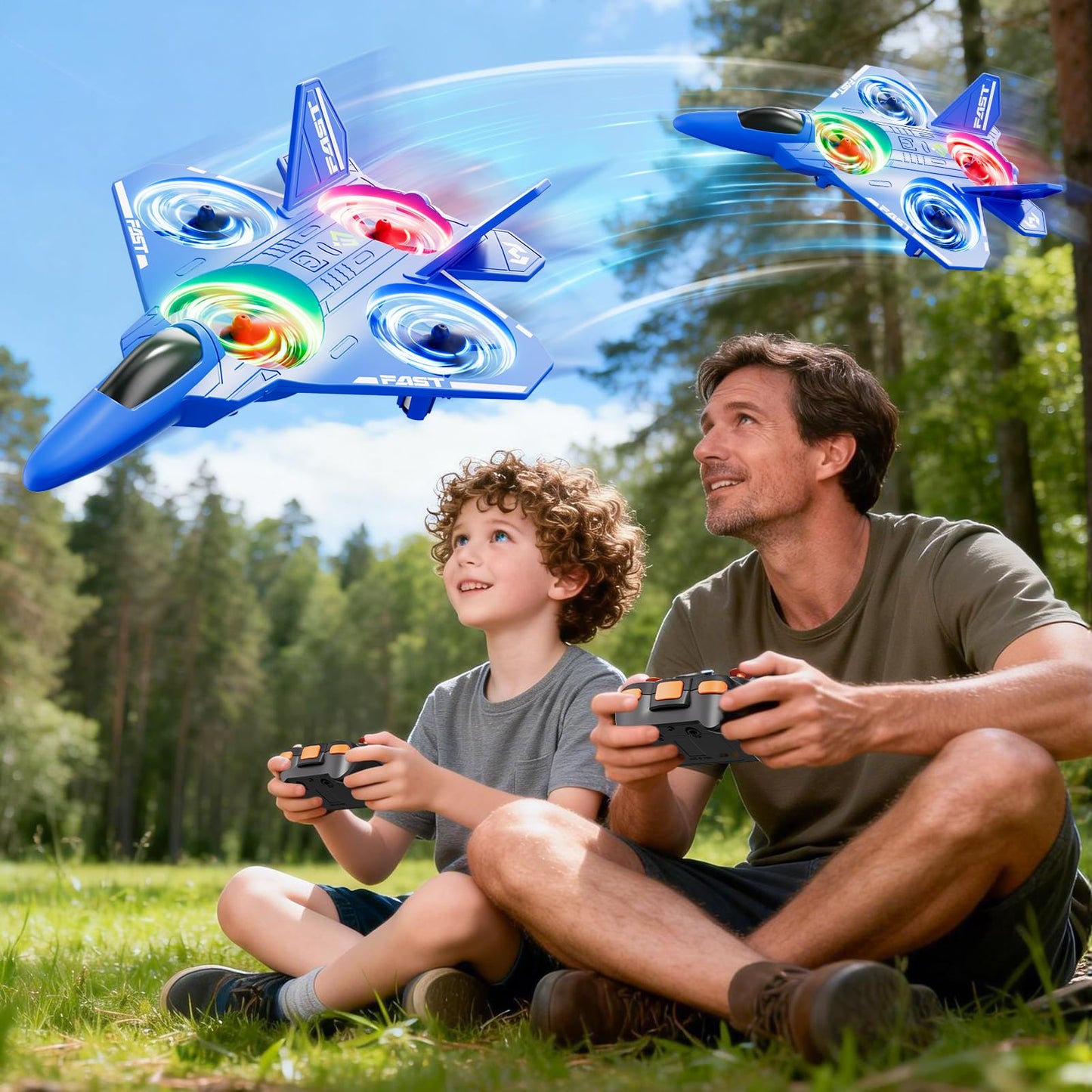 Remote Control Airplane Drone for Kids Ages 4-6-8-10-12, RC Plane Jet Drone with One Key Take Off-Landing, Headless Mode, 360° Flip for Kids Boys Beginners, Outdoor Flying Toys Birthday Gifts for Boys