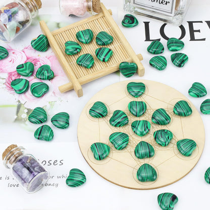 NUKAYAI 20PCS Malachite Healing Crystals Set Stones Love Heart Shaped Polished Green Crystal Natural Cute Pocket Thumb Reiki Wholesale Set Balancing Meditation Mothers Day Bulk Gifts for Women