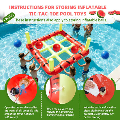 JHMFDDSB Pool Toys Games Set, 2 in 1 Giant Inflatable Pool Tic Tac Toe Game & Ring Toss with Combined Inflation & Water Filling Valve for Adults Kids Family, Shallow Water Beach Yard Activities