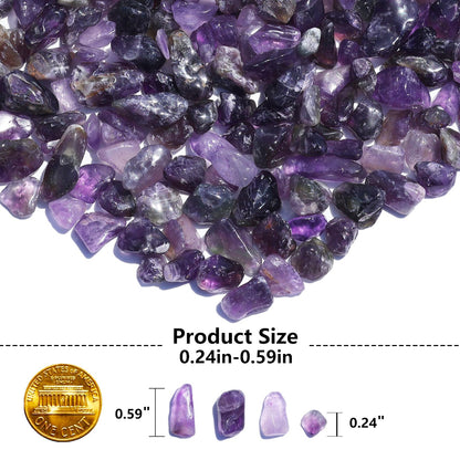 QYGL Polished Gem Stones Rocks – 0.9LB Natural Amethyst Crystal Chips Bulk, Tumbled Gemstones for Healing, Fish Tank Gravel, Vase Filler, DIY Crafts, Plant Pots & Home Decor