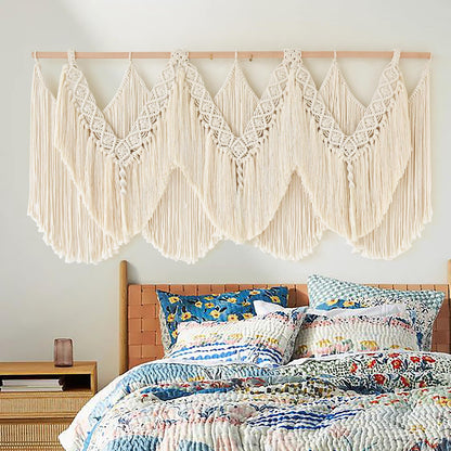 IOWER Macrame Wall Hanging Wedding Hanger Macrame Wall Decor Dorm Craftsmanship Handmade Tassel Knotting Boho Fiber Art Home Room Decor 47" W x 25" L