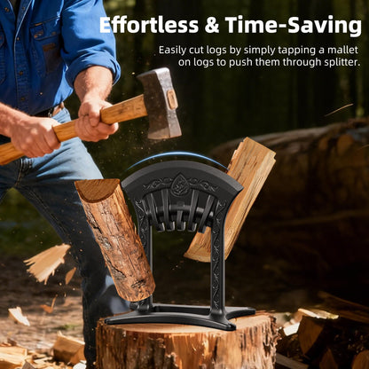 ZIMOMOTA Firewood Kindling Splitter, Manual Log Splitter, Cast Iron Log Splitting Wedge, Heavy Duty Wood Splitter Tool with Cover (Black)