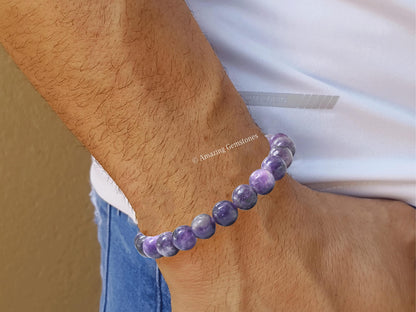 Amazing Gemstone Crystal Bracelet for Women Men's Gifts - Protection Healing Crystal Bracelet - 8mm Gemstone Beaded Stretchable Bracelet Pulseras Para Hombres Mujer Stocking Stuffers Mothers Day Gift (Lepidolite)