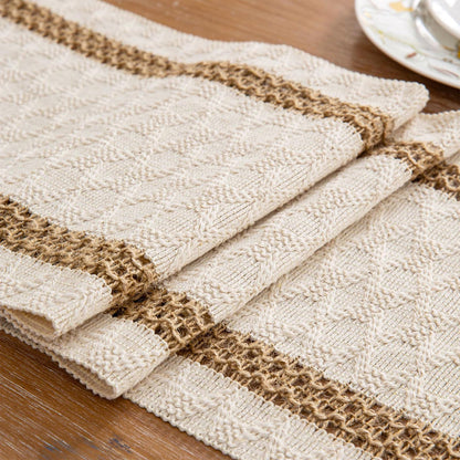Niviy Boho Table Runner for Summer Home Decor 72 Inches Long Farmhouse Macrame Table Runner Cotton Linen Woven Table Runners for Fall Dining Table Decoration, Beige & Brown