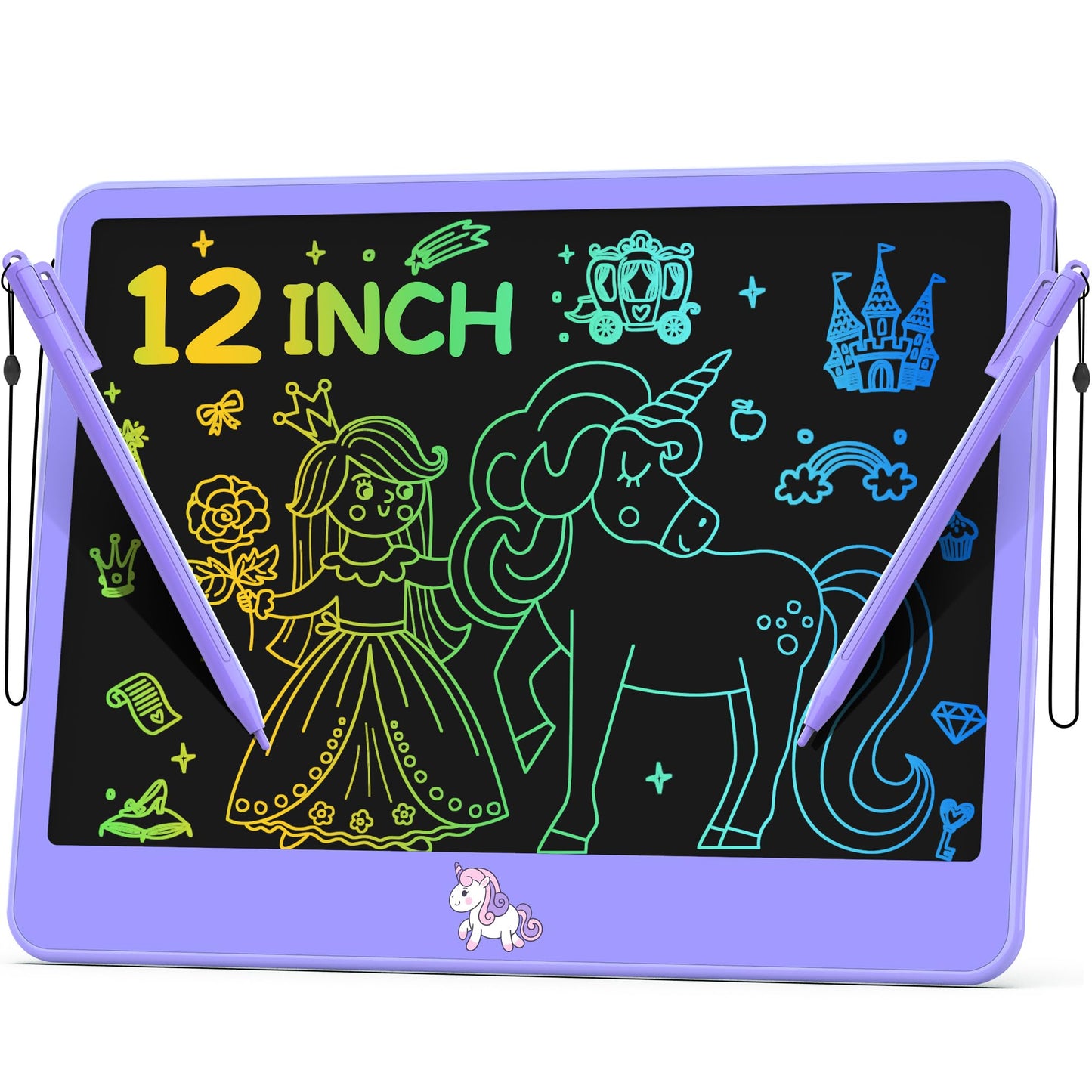 LCD Writing Tablet for Kids 12 Inch, Learning Toys Drawing Pad for Boys Girls, Erasable Doodle Board for Toddlers 3 4 5 6 7 8 Year Old Travel Essentials, Christmas Birthday for Kids - Purple