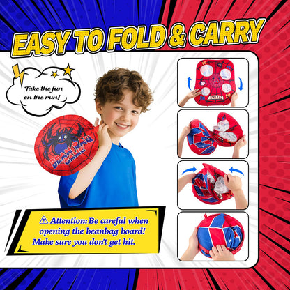 Spider Bean Bag Toss Game, 3-in-1 Cornhole Board Outdoor Toys for Kids, Family Party Activity Toddler Yard Backyard Beach Lawn Party Camping Game Toys for 3 4 5 6 7 8 Year Old Boys Girls Birthday Gift